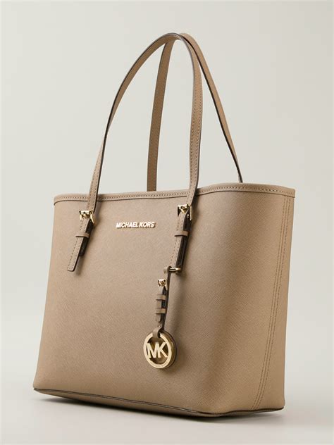 michael kors jet set tote brown small|Michael Kors designer tote jetset.